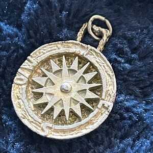 Gold tone 1&1/4 inch with Compass Star Pendant Necklace Charm